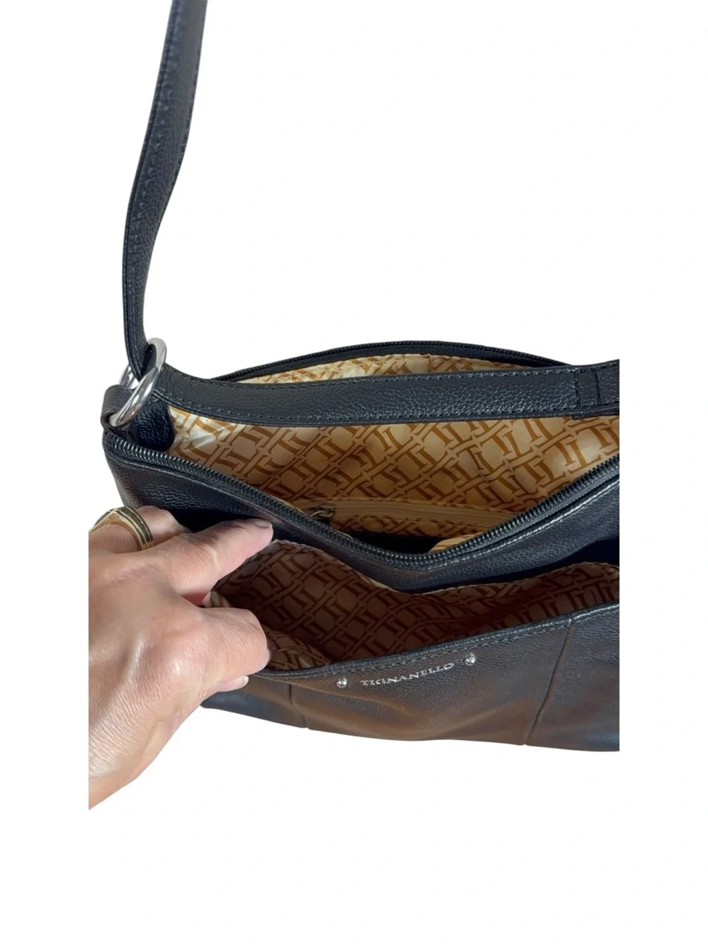 Tignanello‎ Black Pebbled Leather Bag